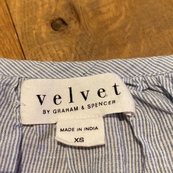 Anthropologie Velvet Graham & Spencer Beaded Striped Lightweight Peasant Top XS - Picture 6 of 13